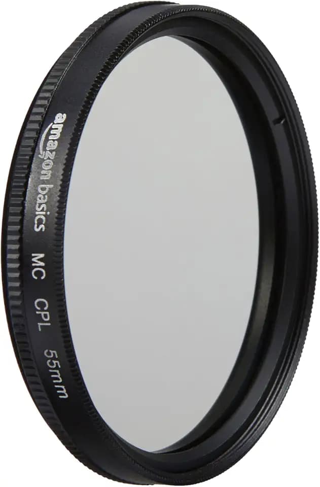 Amazon Basics Circular Polarizer Camera Lens Filter, Multi-Layer Coatings, 360° Rotatable Frame, Reduce Glare and Reflection, 55mm