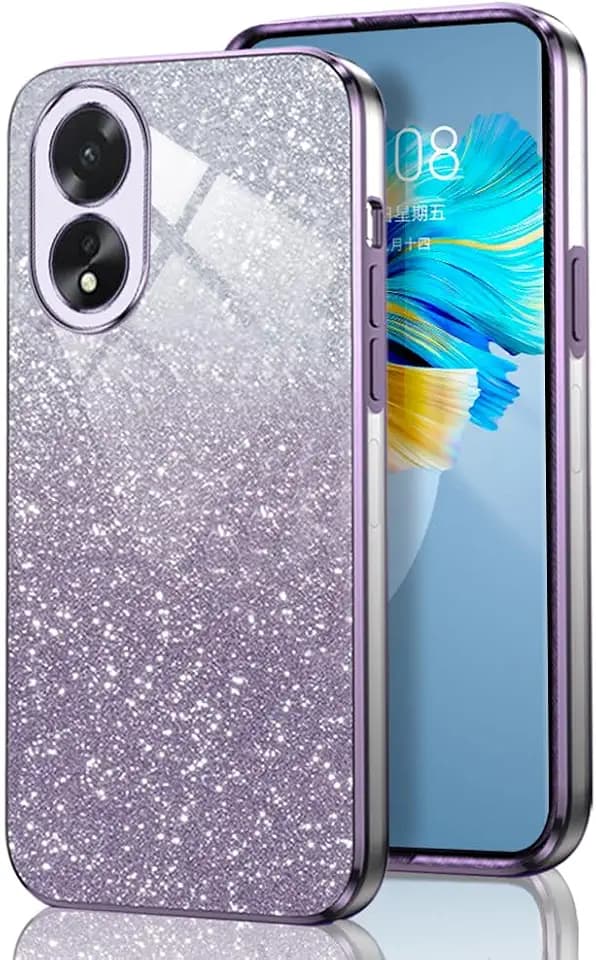 GOGME Glitter Hülle für Oppo A38 4G, Galvanisierter Rahmen TPU Handyhülle Funkeln/Transparent Stoßfest Kratzfest Schutzhülle. Lila