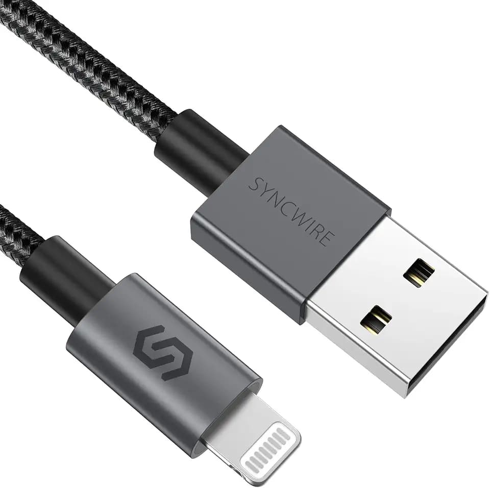 Syncwire iPhone Ladekabel 1M Lightning Kabel - [Mfi Zertifiziert] Ladekabel iPhone aus Nylon für iPhone 13/12/SE 2020/11 Pro Max/11 Pro/11/XS Max/XS/XR/X/8/8 Plus/7/7 Plus/6S/6/6 Plus, iPad -Schwarz