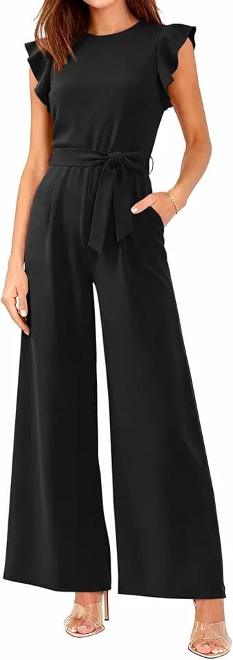 BTFBM Dressy Jumpsuits For Women Cap Sleeve Wide Leg Romper