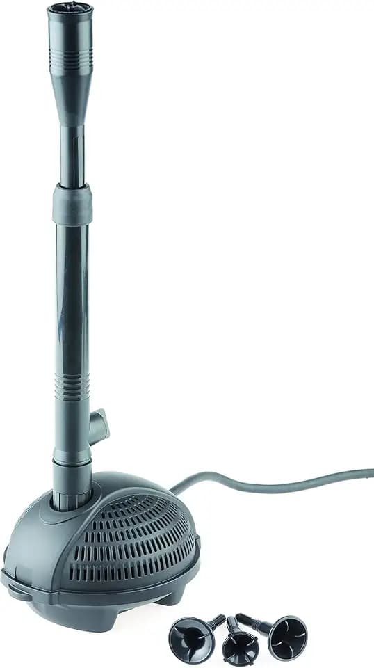 Pontec PondoVario 1000 – Vielseitige Wasserspielpumpe und Teichpumpe mit Filter – Teich -Springbrunnen für Gartenteiche – Springbrunnenpumpe – 4 Fontänenaufsätze, Energiesparend, 1000l/h – Schwarz