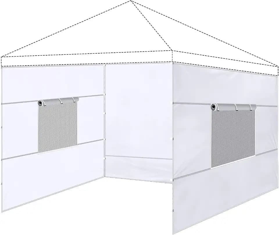 3 Pcs 10x10 Canopy Sidewalls with Roll-up Windows for Straight Leg, White