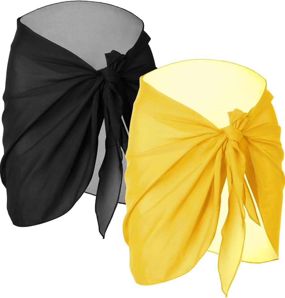 2 Stück Strand Wrap Sarong Vertuschung Chiffon Badeanzug Wickelröcke
