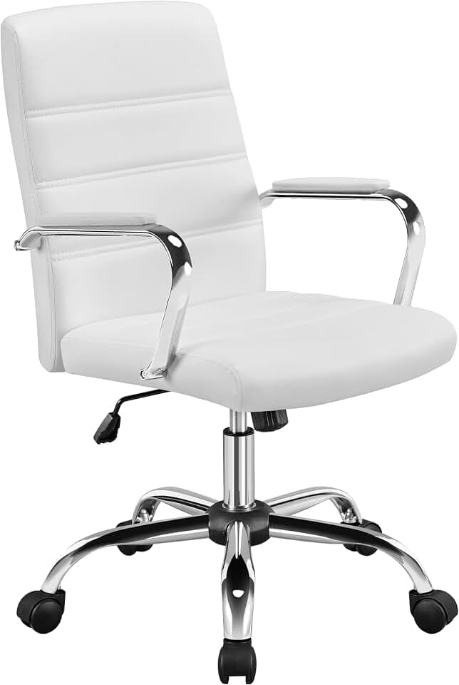 Yaheetech Schreitischstuhl Home-Office Stuhl mit Armlehnen Weiß