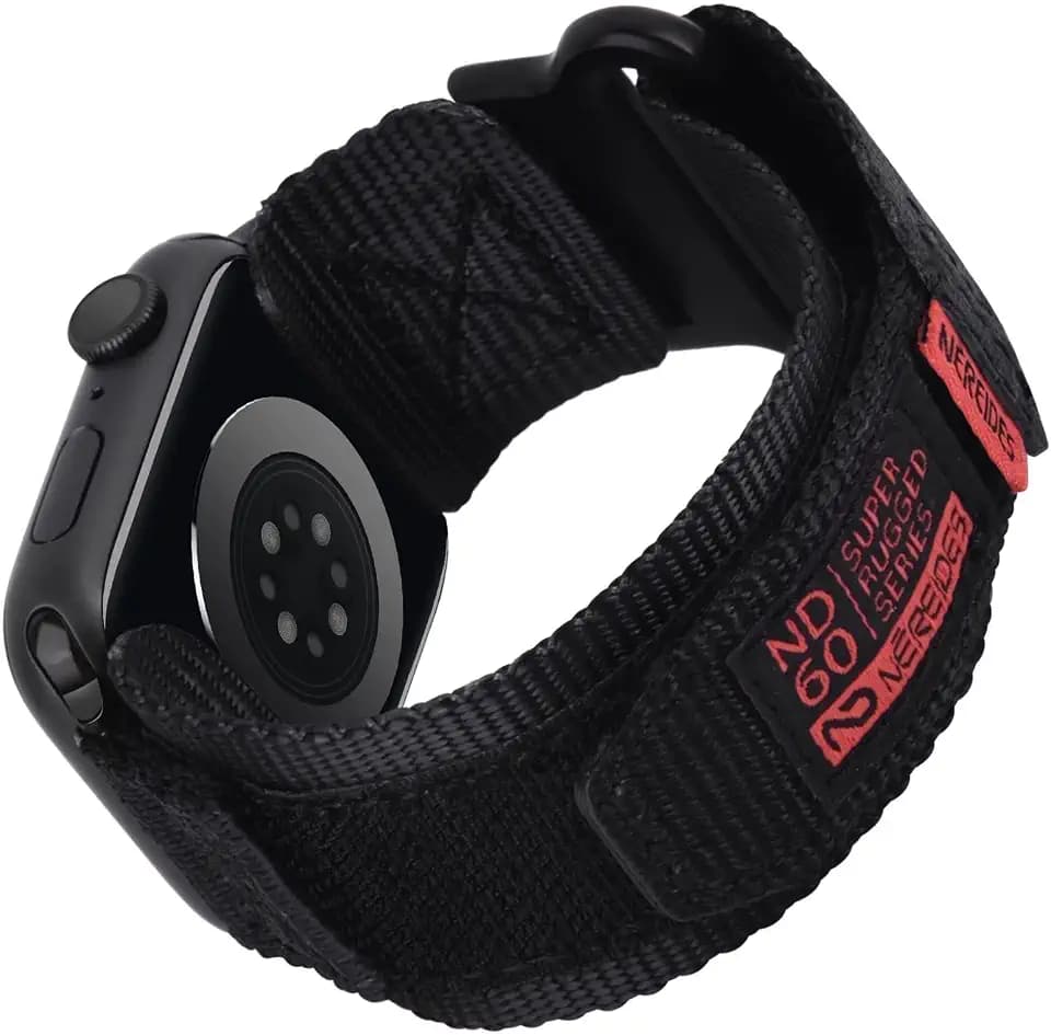 Compatible with Apple Watch Series 12 Band Series 11/10/9/8/7/6/5/4/SE/SE2/SE3, Nylon Sports Strap with Woven Design for 42mm/40mm/41mm/38mm (L, Black)