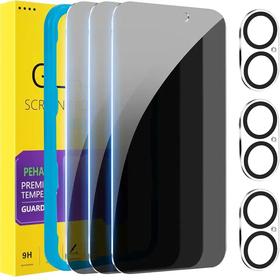 PEHAEL for iPhone 16 Plus Privacy Screen Protector+Camera Lens Protector