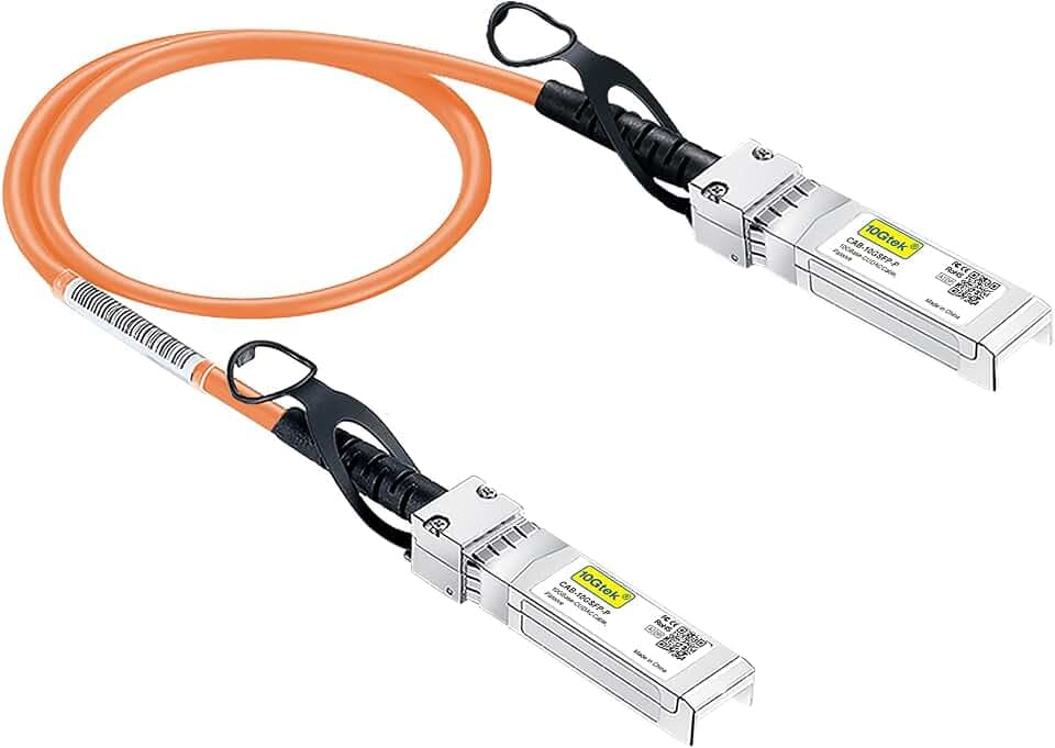10Gtek [Orange Colored 10G SFP+ DAC Cable - Twinax SFP Cable for Cisco SFP-H10GB-CU0.3M, Ubiquiti UniFi, D-Link, Supermicro, Netgear, Mikrotik, Fortinet, 0.3-Meter(1ft)