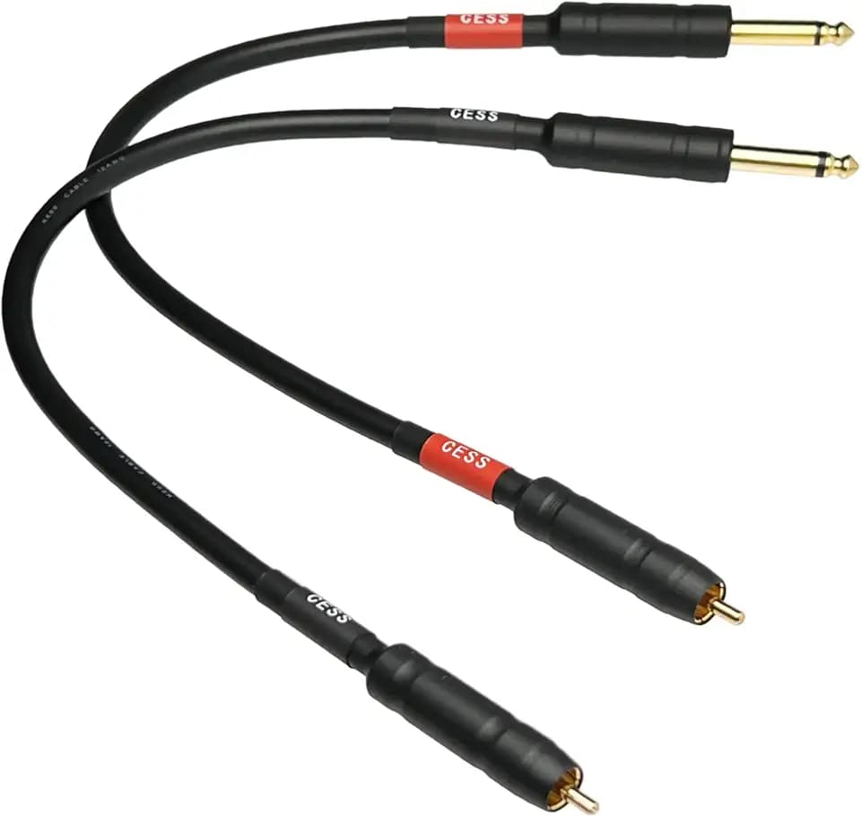CNCESS RCA to 1/4 TS Mono Cable, 12AWG, 2-Pack (1 Foot)
