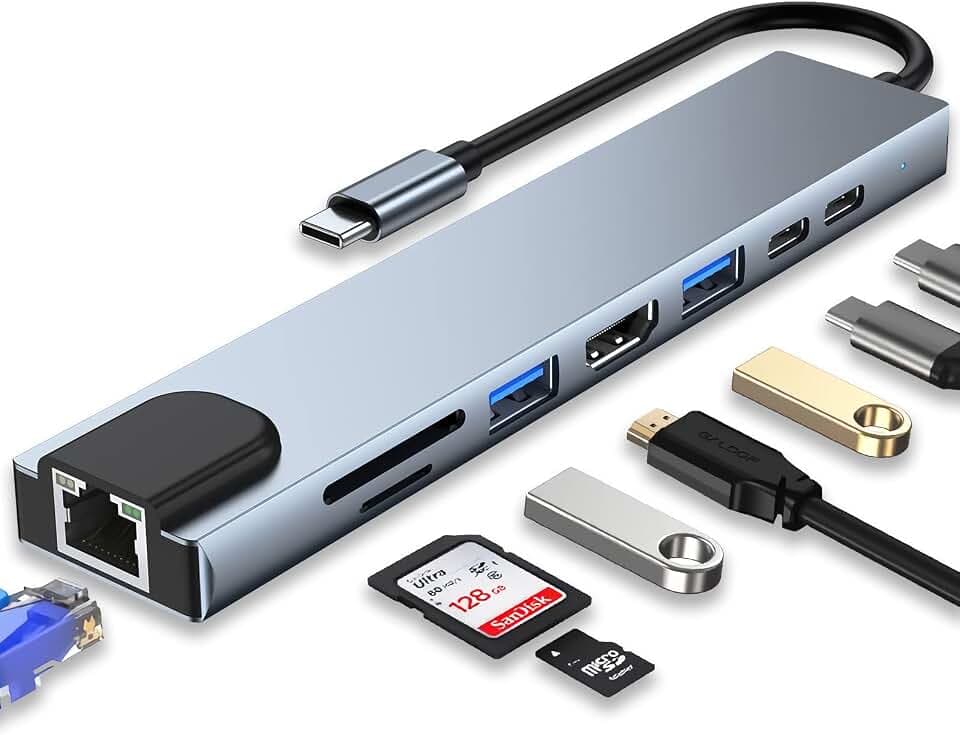 USB C HUB 8 in 1 Docking Station Compatible with MacBook Pro/Air