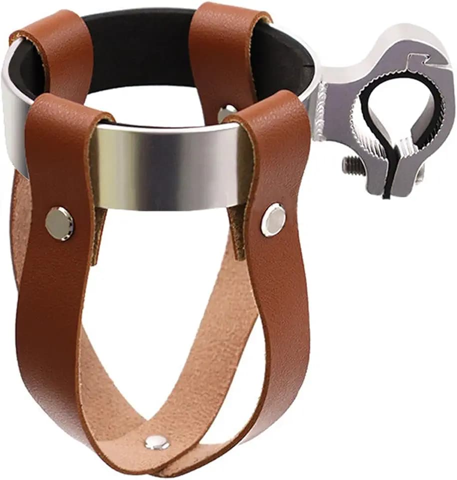 Vintage Leather Bike Handlebar Beverage Holder, Cruiser Bike Coffee Drink Cup Holder Mountain Road Bicycle Water Bottle Cup Holder