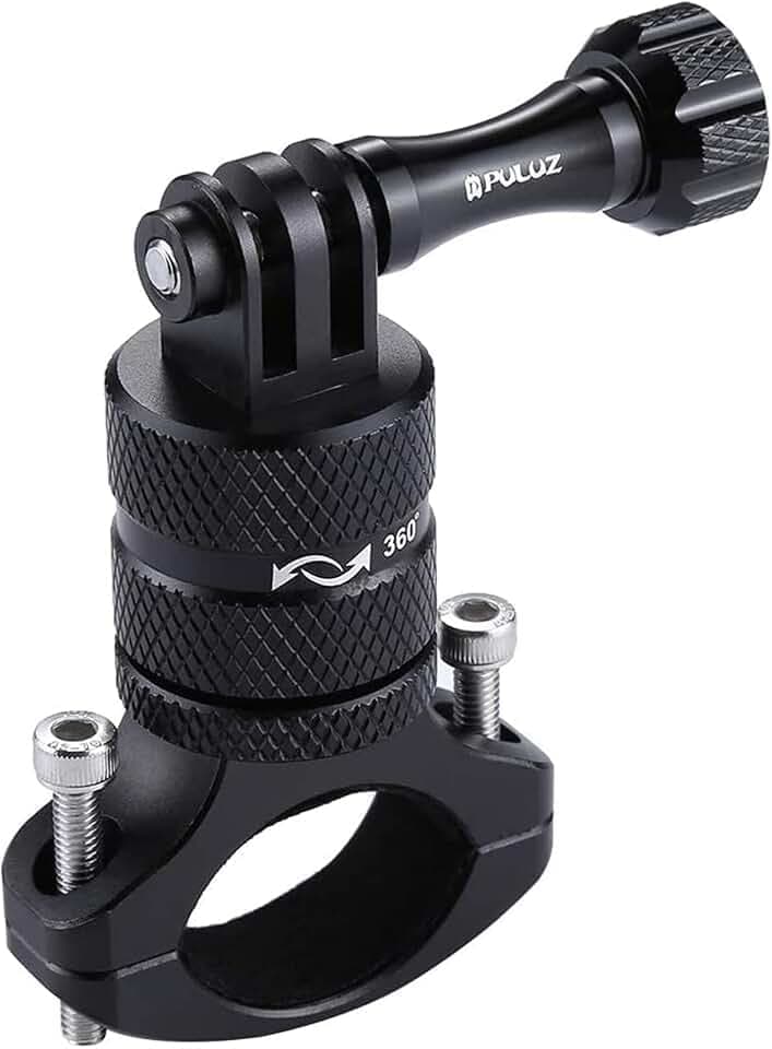PULUZ Action cam fahrradhalterung for Gopro Hero 12 11 10 9 8 7 & DJI OSMO & insta360 x3, 360 Grad Rotary Lenkerhalterung 360-Grad-Aluminiumlegierung zubehör Fahrrad Motorrad Halterung rohrklemme