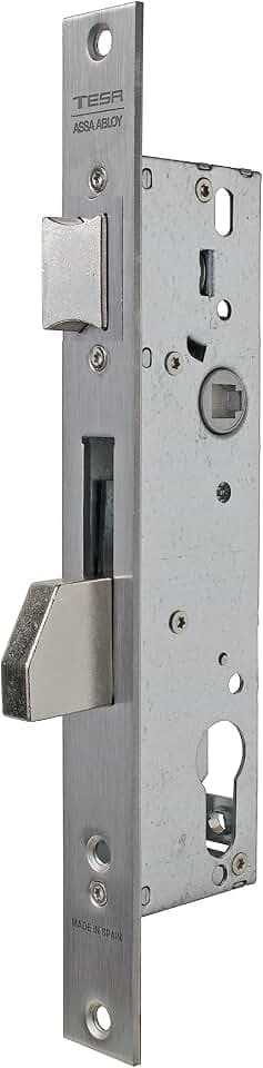 TESA 2210 Einsteckschloss für Metallprofile Dornmaß 20 mm, Grau (Edelstahl) für Aluminium- und Stahlprofile