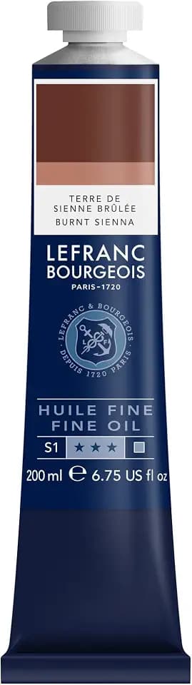 Lefranc Bourgeois 301843 Feine Ölfarbe in hervorragender Qualität,lichtecht mit gleichmäßige Konsistenz, 200ml Tube, ideal für Keilrahmen, Leinwand, Malkarton - Siena Natur