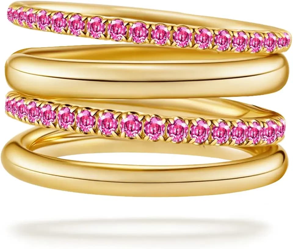 COLOYAN 14K Gold Plated Stackable Rings for Women