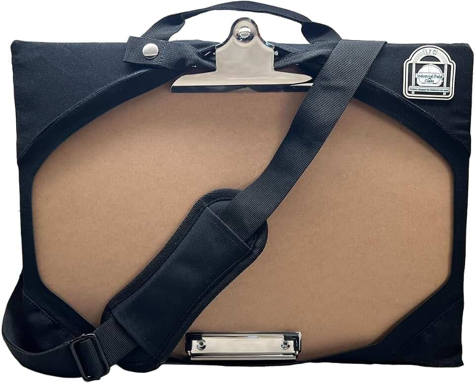 Industrial Field Cases Field Bag with Integrated 11x17 Clipboard, Storage and Shoulder Strap: Perfect for Engineers, Inspectors, Roofers & Architects Black CJFB1117
