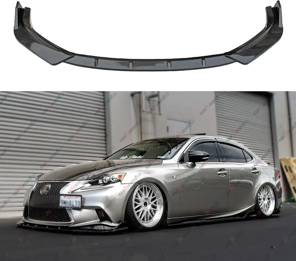 Front Lip Splitter Compatible with Lexus IS200t IS250 IS300 IS350 F-Sport 2014-2016, Carbon Fiber Pattern JDM Bumper Air Dam Lower Chin Protection Body Kit - WheelX