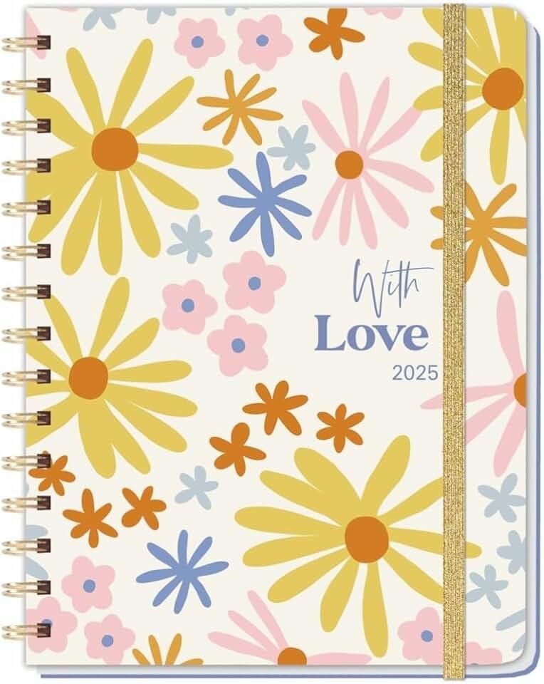 Love Spiral-Kalenderbuch A5 2025: Taschenkalender 2025 mit Spiralbindung und viel Platz für Termine. Praktischer Buch-Kalender für Termine und To-dos. Mit Gummiband und Stickerbögen.