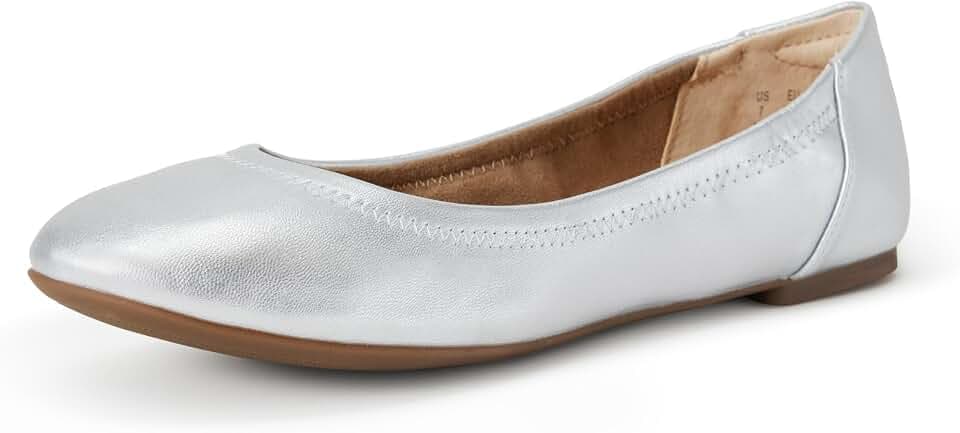 Amazon Essentials Women's Comfortable Round Toe Ballet Flats, Cushioned Memory Foam