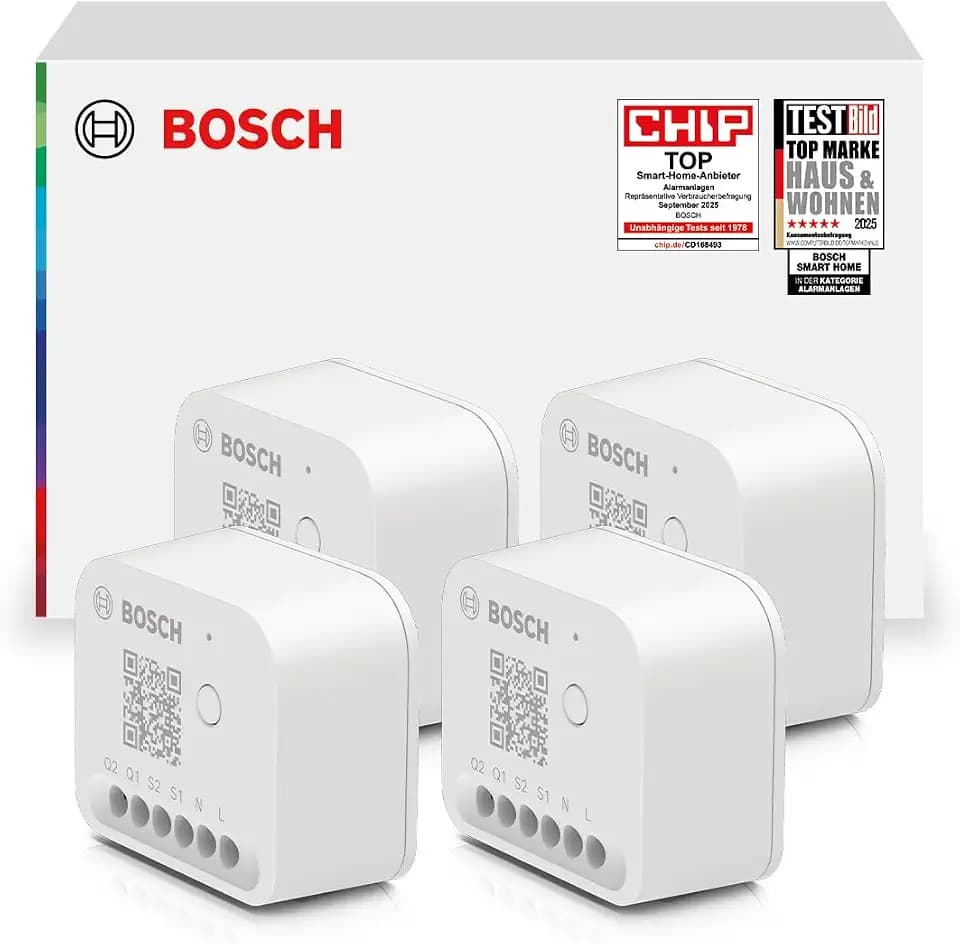 Bosch Smart Home Licht-/Rollladensteuerung II, Licht & Rollläden smart machen, App- & Sprachsteuerung, Automationen & Zeitpläne, Apple Home, Google Home & Alexa, Controller II erforderlich, 4er Set