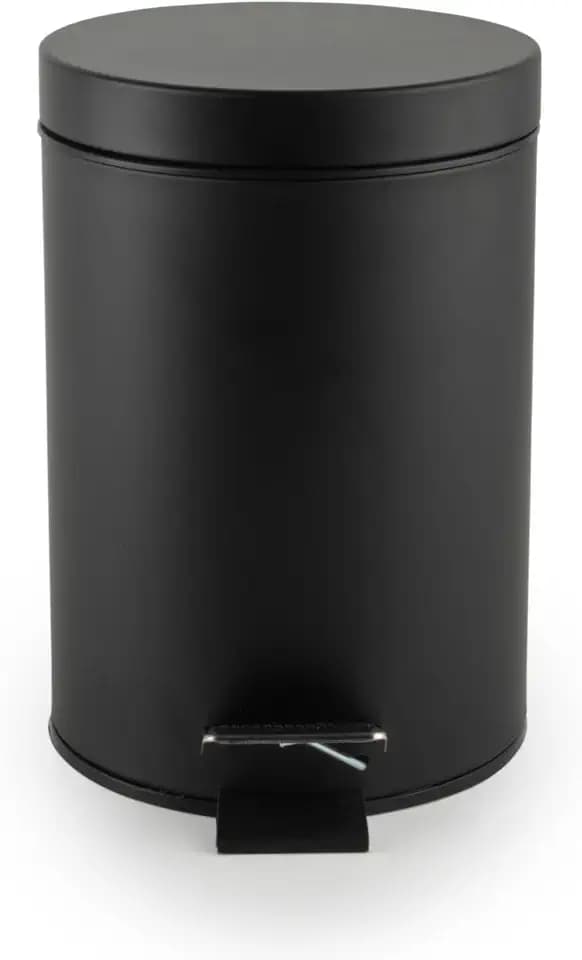 Beldray LA038098BLKFEU7 Badezimmer-Fußpedal-Mülleimer - Kleiner runder Edelstahl-Hygienemülleimer für Schlafzimmer, Büro, Küche, Toilette, weicher Schließmechanismus, herausnehmbarer 3L-Innenbehälter