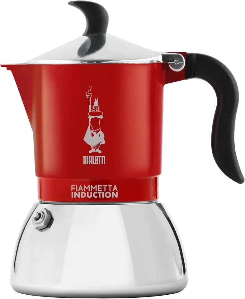 Bialetti Fiammetta Induktions-Kaffeemaschine, 4 Tassen (150 ml), für alle Herdarten geeignet, elegantes Design, rot