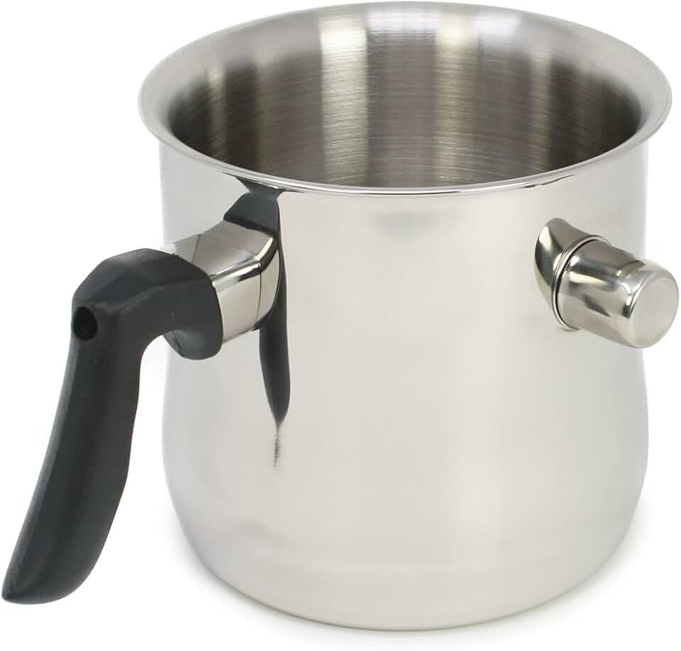com-four® Milchtopf mit Schüttrand/Simmertopf 1,2 Liter, doppelwandig