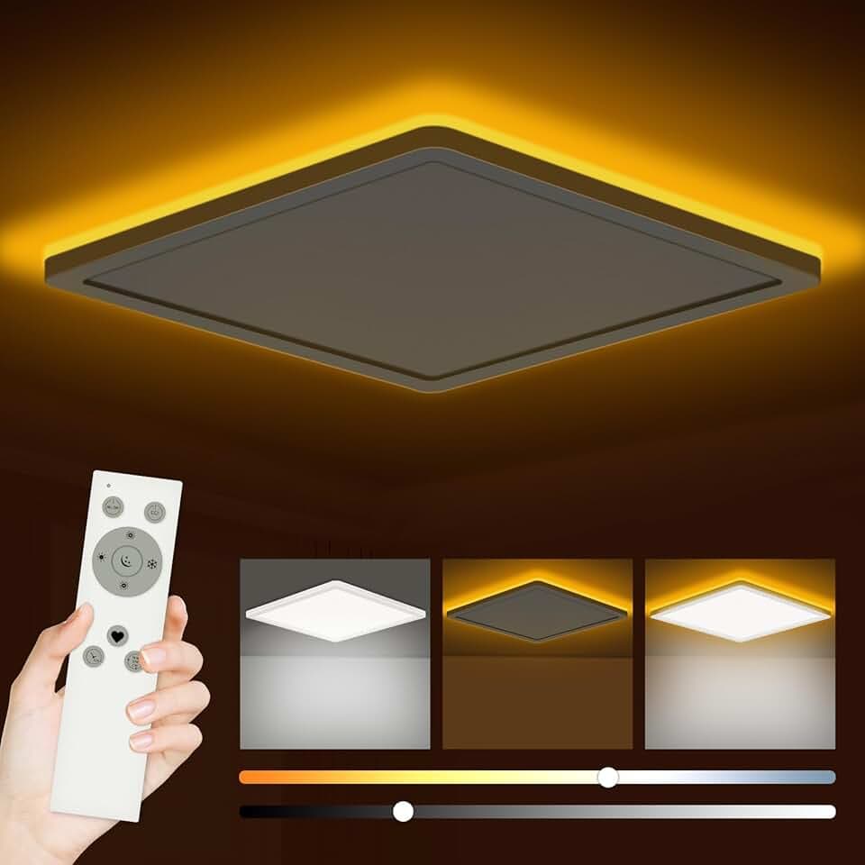 Bowfar LED Deckenleuchte, 24W Deckenlampe mit 1800K Nachtlicht Amber 30cm