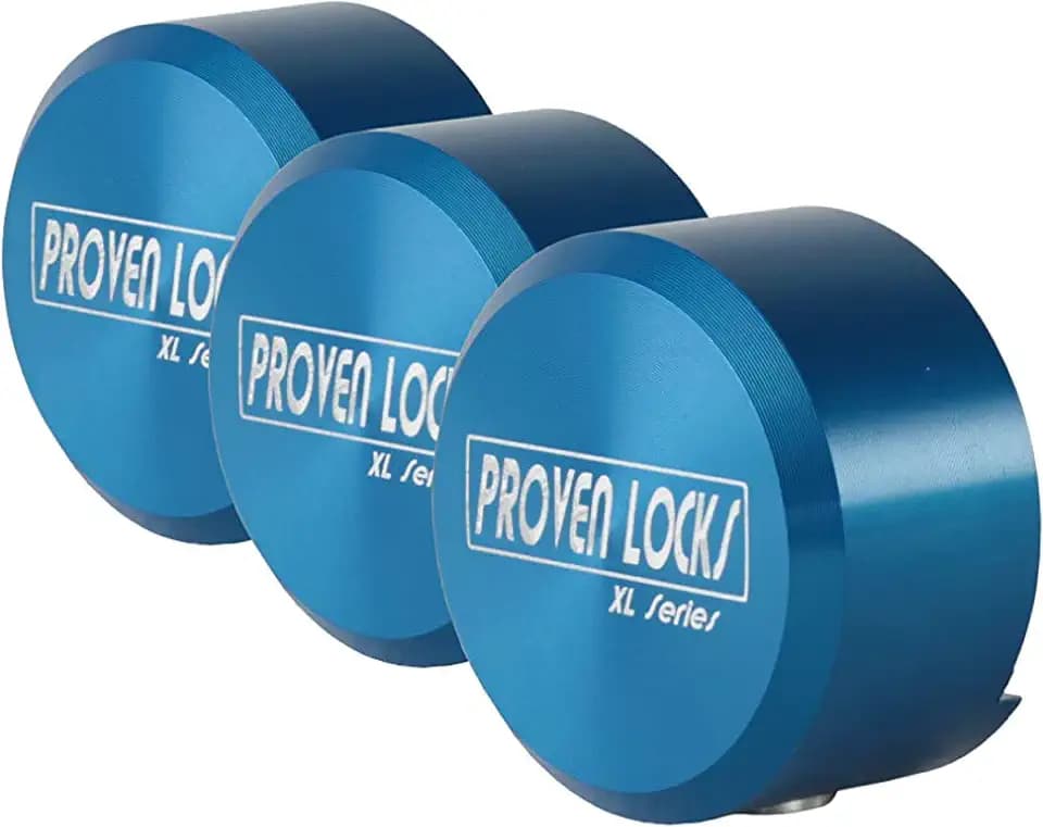 Proven Industries 400XL Puck Lock Set - 3-Pack, Hidden Shackle, Blue