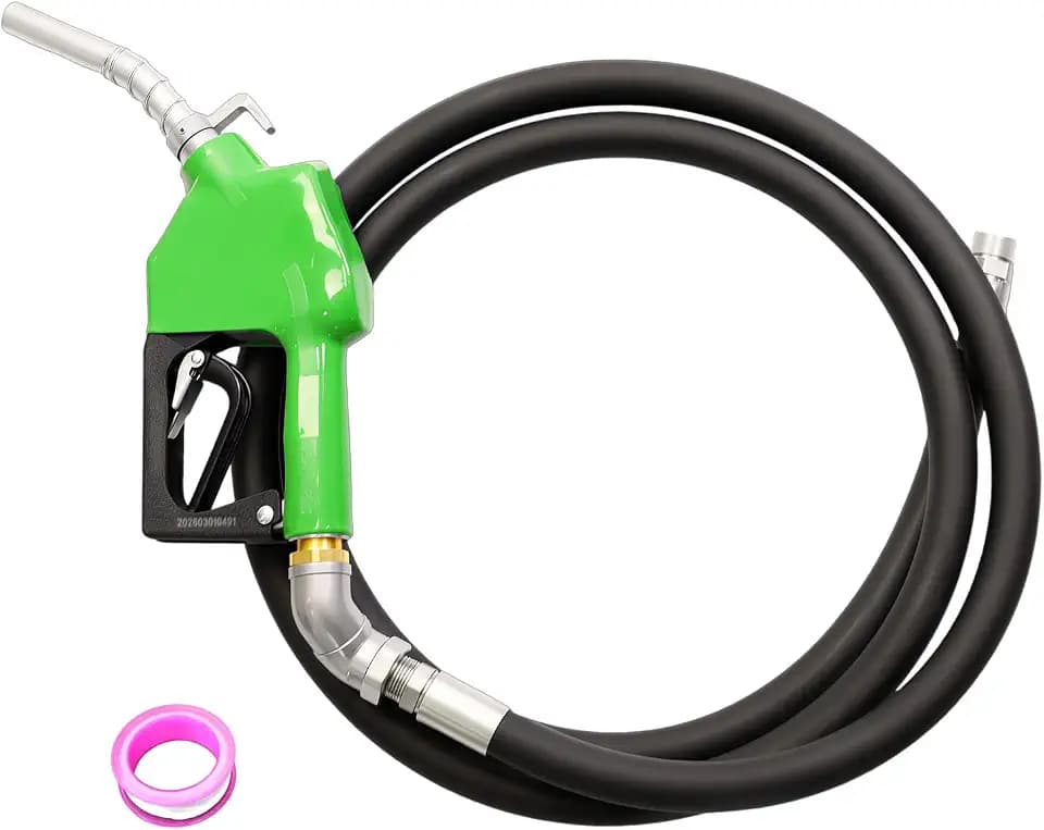 ‌CLOUNDPIVOT 3/4“NPT Auto-Shutoff Fuel Nozzle W/Fuel transfer hose Kit, 16 GPM Flow Rate with 360° Swivel & 10ft Hose, for Gasoline, Diesel, Kerosene, E15 & B20 Biodiesel