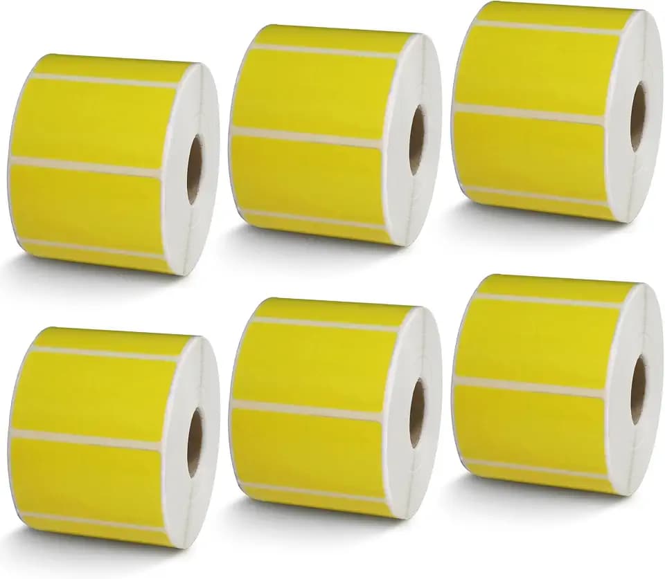 BETCKEY - 2.25" x 1.25" (57 mm x 32 mm) Thermal Labels, [6 Roll/Yellow]
