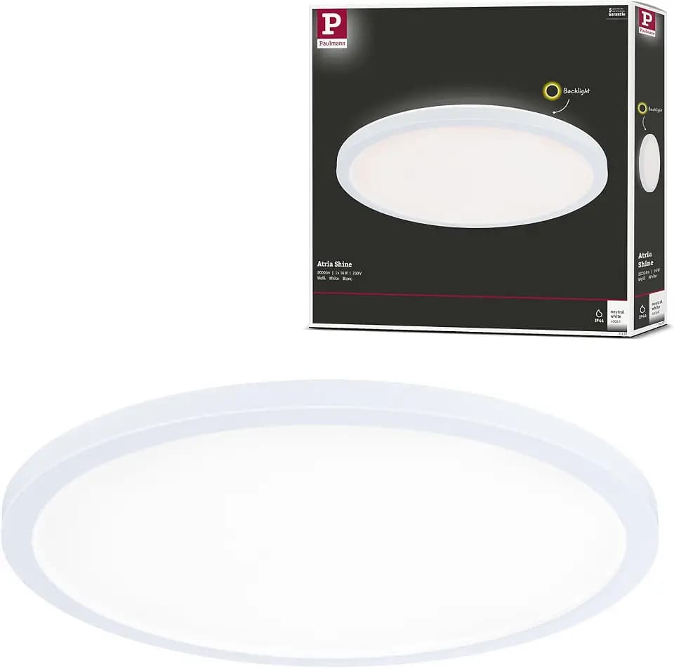 Paulmann 71157 LED Panel Atria Shine Backlight IP44 rund 293mm 16W 1600lm 4000K Weiß Deckenleuchte