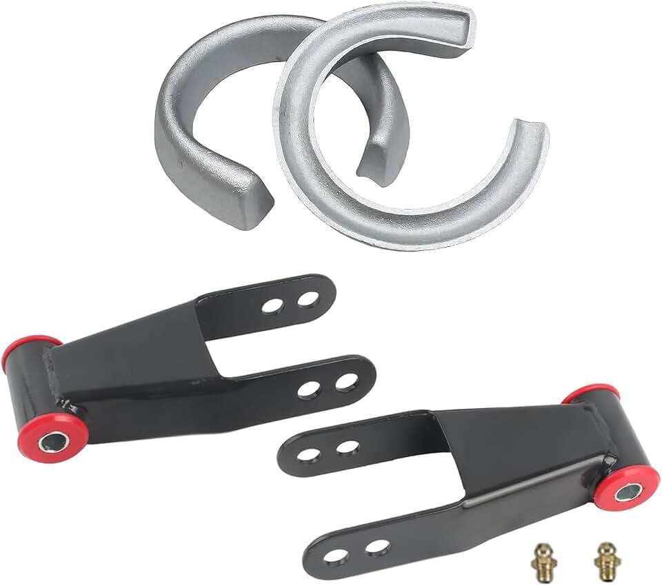 2"-2" Lift Kit Adjustable Leveling Raise Shackles Coil Spacers For 1998-2012 Ford Ranger 1987-2004 Dodge Dakota 1997-2003 Dodge Durango 2WD