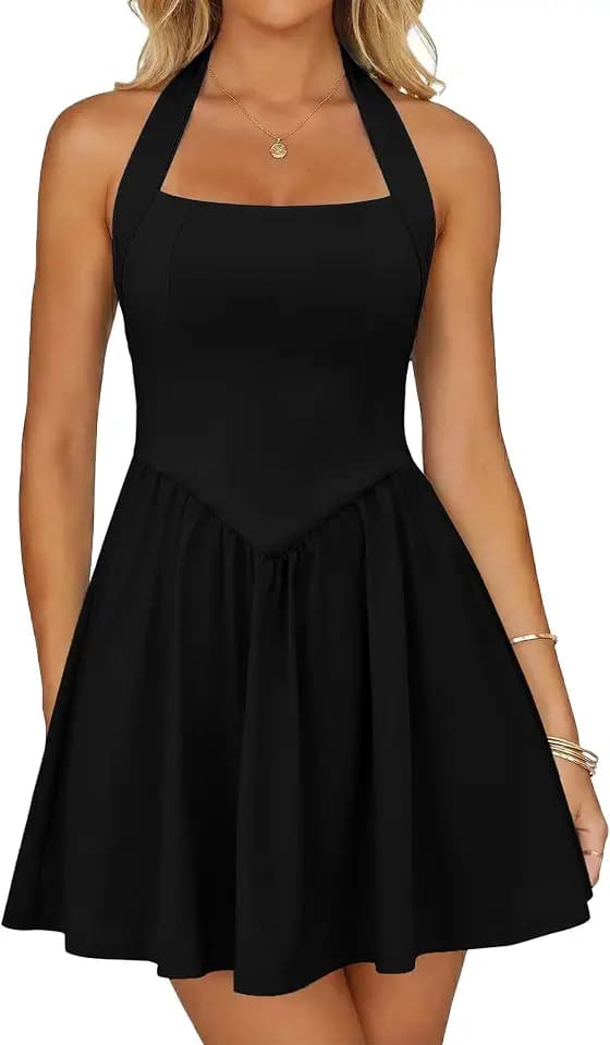White Dress Women Halter Sleeveless Mini Homecoming Short Dresses