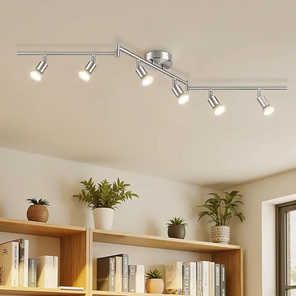Ketom Deckenstrahler LED 6 Flammig, GU10 Deckenlampe Silber, Schwenkbar