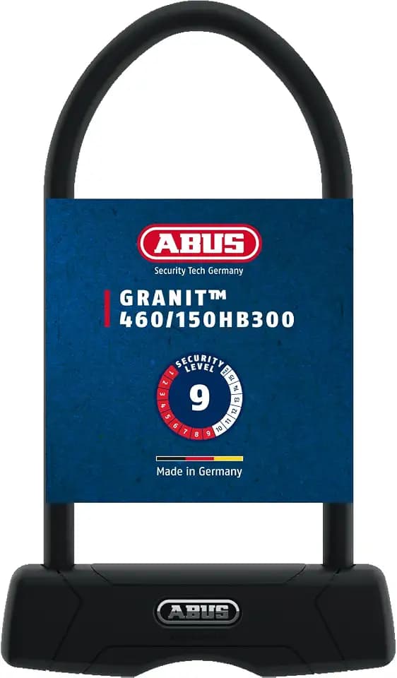 ABUS Bügelschloss Granit 460 + USH460-Halterung - Fahrradschloss mit Rundbügel Sicherheitslevel 9-300 mm Bügelhöhe