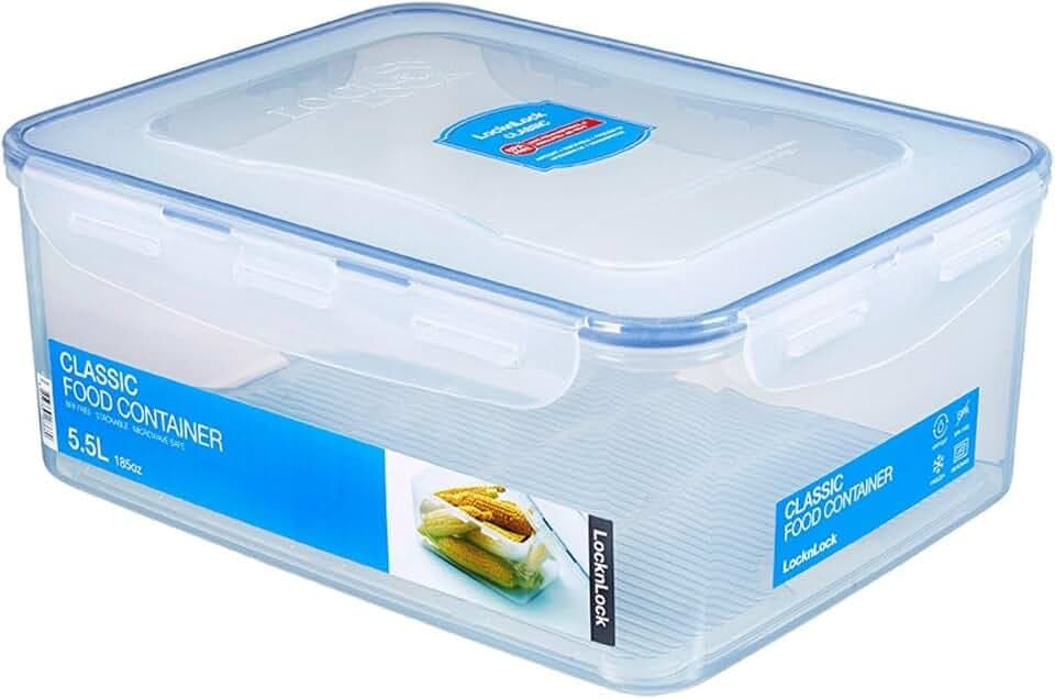 LocknLock PP Classic Vorratsdose mit Ablaufgitter, 5,5 L, 29,5 x 23 x 11,8 cm, Gefrier-& Kühlschrank Organizer, Spülmaschinen-& Mikrowellengeeignet