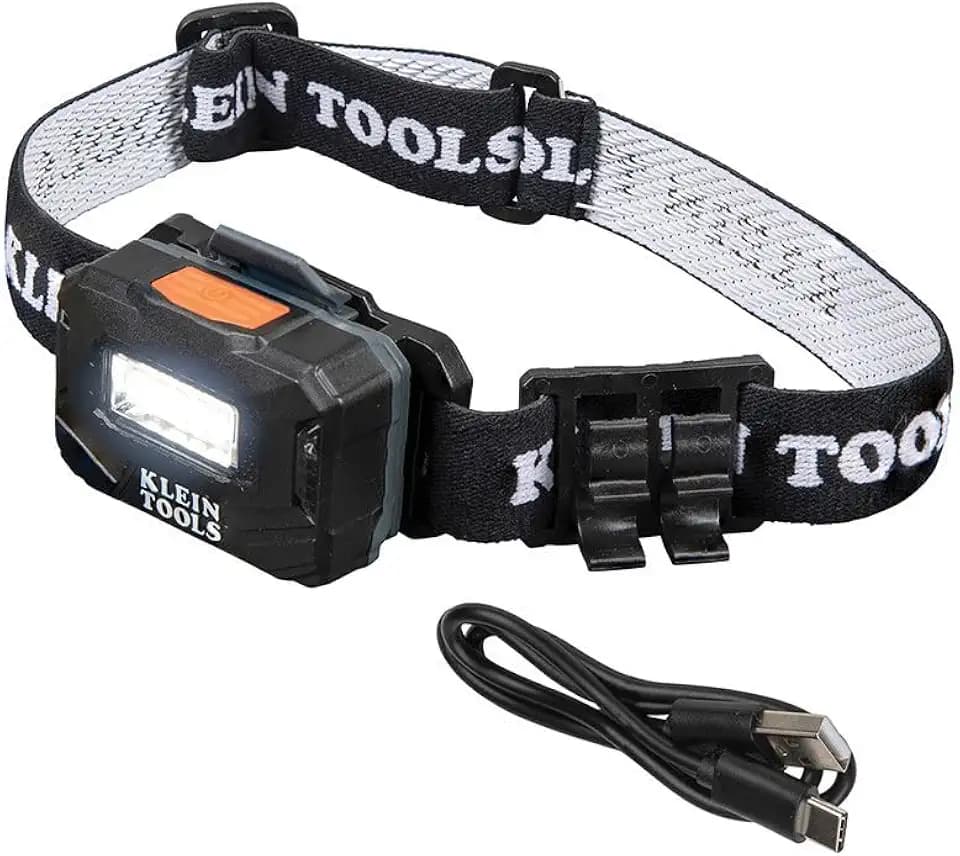 Klein Tools 56049 Rechargeable Headlamp/LED Lights, Adjustable Fabric Strap with Marker/Pencil Holder, 260 Lumens, for Work and Outdoors