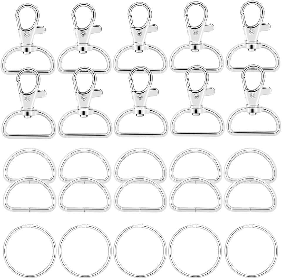 Jalan Swivel Schlüsselhaken Schmuckverschlüsse, Schlüsselringe Split Schlüsselanhänger mit Gliederkette, Offene Biegeringe, Schraubenaugen Pins für Handwerk Kosmetik & Schmuck (60pcs（25mm）)