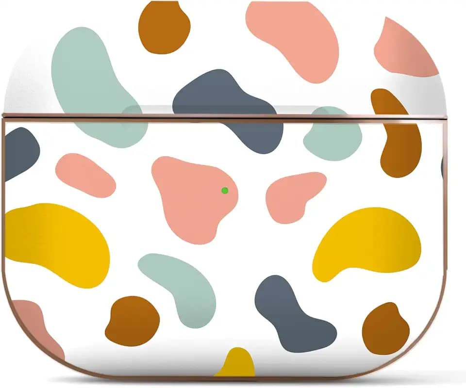Berkin Arts Kompatibel mit AirPods 3 Generation Hülle AirPods Case Ästhetisch Rosé Goldenes Hardcover mit Schlüsselanhänger Spot-Illustration Bunte Punkte