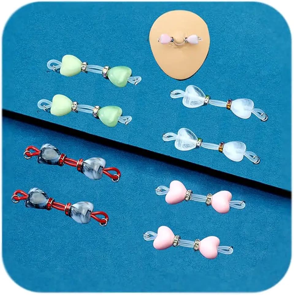Longita Silver Gold Fake Nipple Rings Non Piercing Nipple Jewelry with Chain Adjustable Elastic Nooses Non Pierced Faux Body Jewelry for Women Men Comfortable Valentine's Day