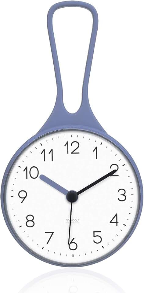 mooas Loop Bathroom Clock, Battery Operated, Hook/Suction (Blue)