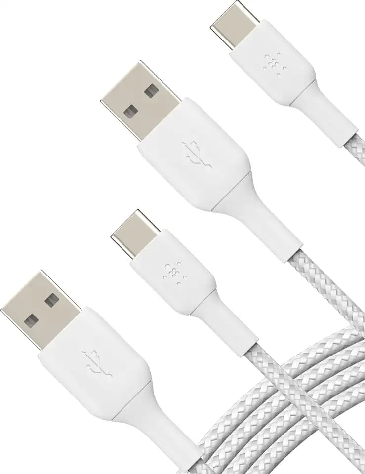 Belkin USB A to USB C Braided Cable 2 Pack, 3.3ft iPhone Charger Cord