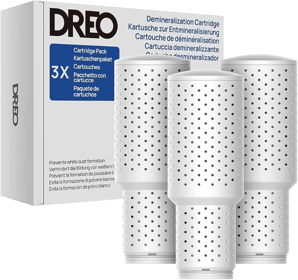 Dreo Entmineralisierungskartusche 3er-Pack für Luftbefeuchter, kompatibel mit Dreo Luftbefeuchtern HM311/311S/306/524S, verhindert Mineralablagerungen, filtert hartes Wasser, beseitigt weißen Staub