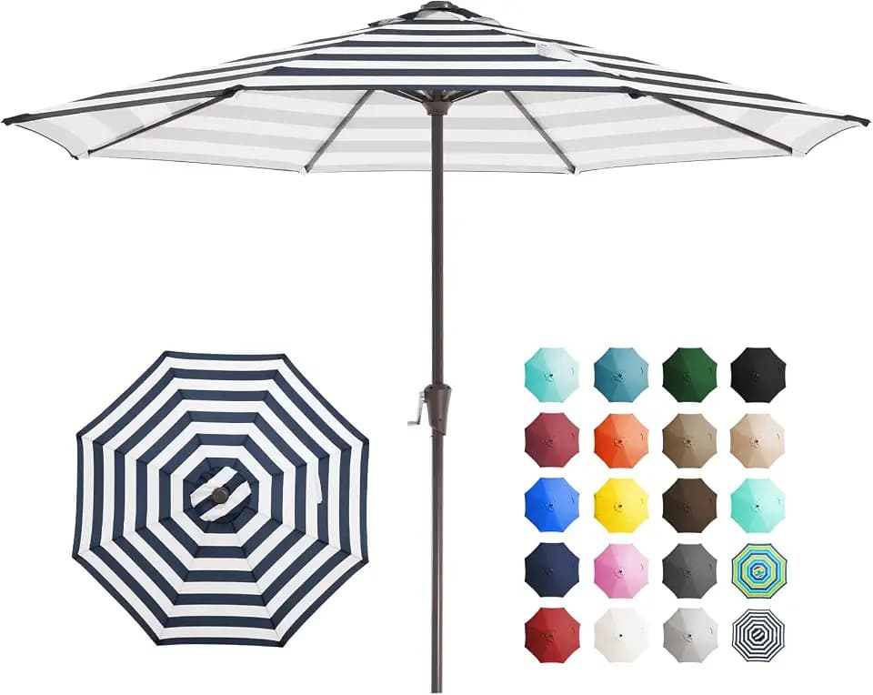 JEAREY 11' Patio Umbrellas Outdoor Table Umbrella, Black Striped