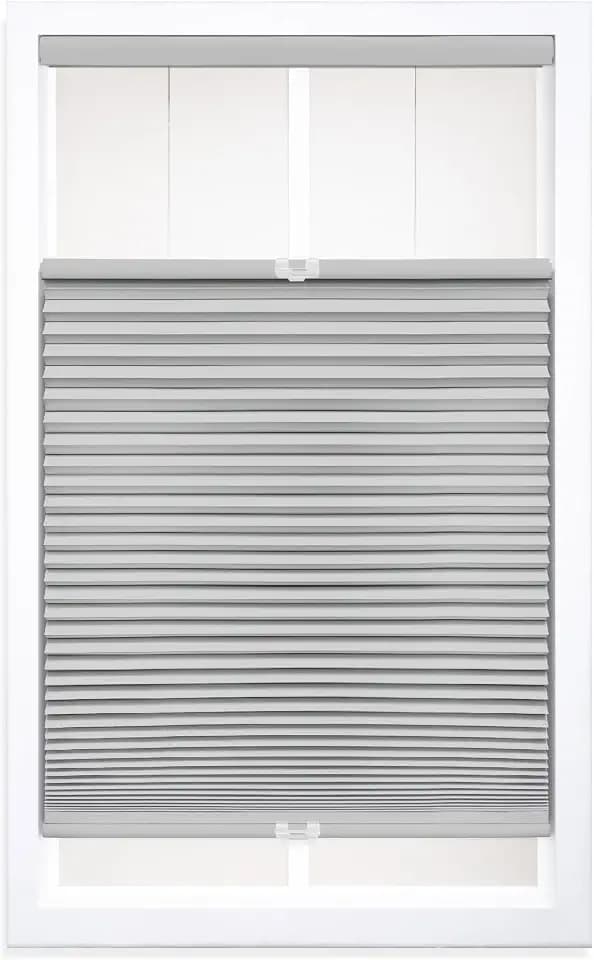 DEZ FURNISHINGS Cordless 1.5" Blackout Top Down Bottom Up Cellular Shade, 39"W x 64"H, Sterling Gray