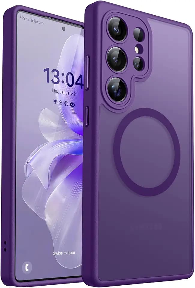CANSHN Magnetic Shockproof for Samsung Galaxy S25 Ultra Case Deep Purple