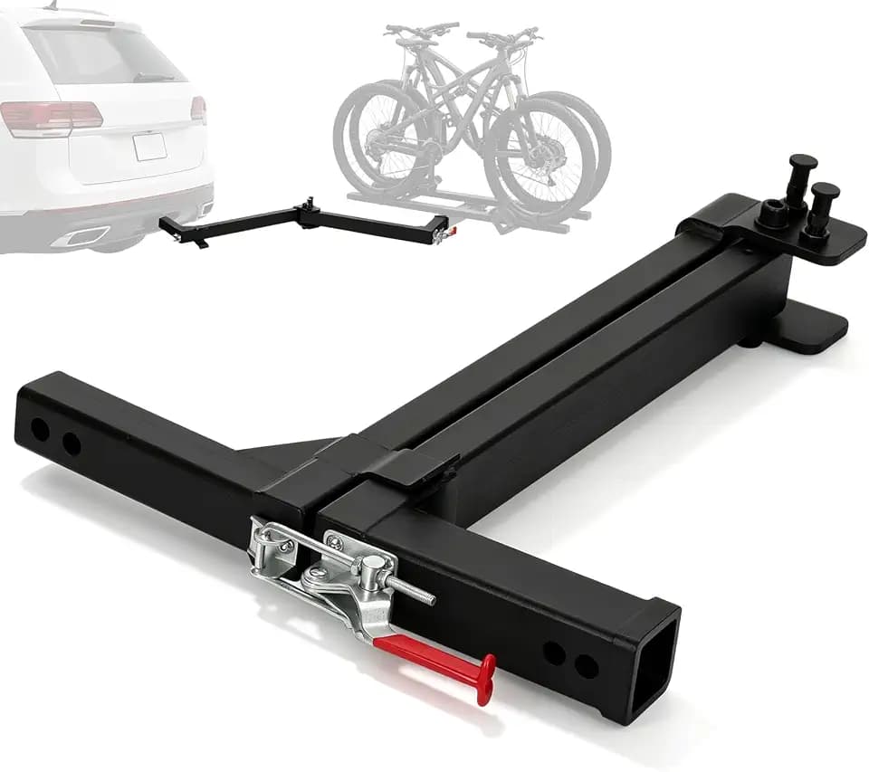 Swing Away Hitch Adapter for 2” Receiver, 0-180 Degree Heavy Duty Swing Arm Bike Rack Extension, 320 lbs Max Weight Capacity Cargo Carrier Adapter for SUV, Truck, Car (Passenger Side Swing)