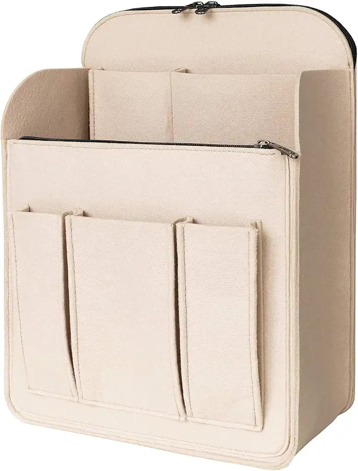 Filz Taschenorganizer für Damen und Männer, Rucksack Organizer mit Schlüsselanhänger, Handtaschen Organizer Beige, M