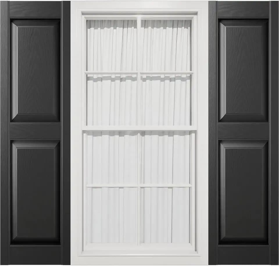 Mid America Mid-America 00021280002 Standard Size Williamsburg Double Panel Vinyl Shutters, w/Installation Shutter-Lok's & Matching Screws (Per Pair), 002, 12"W x 80"H, Black