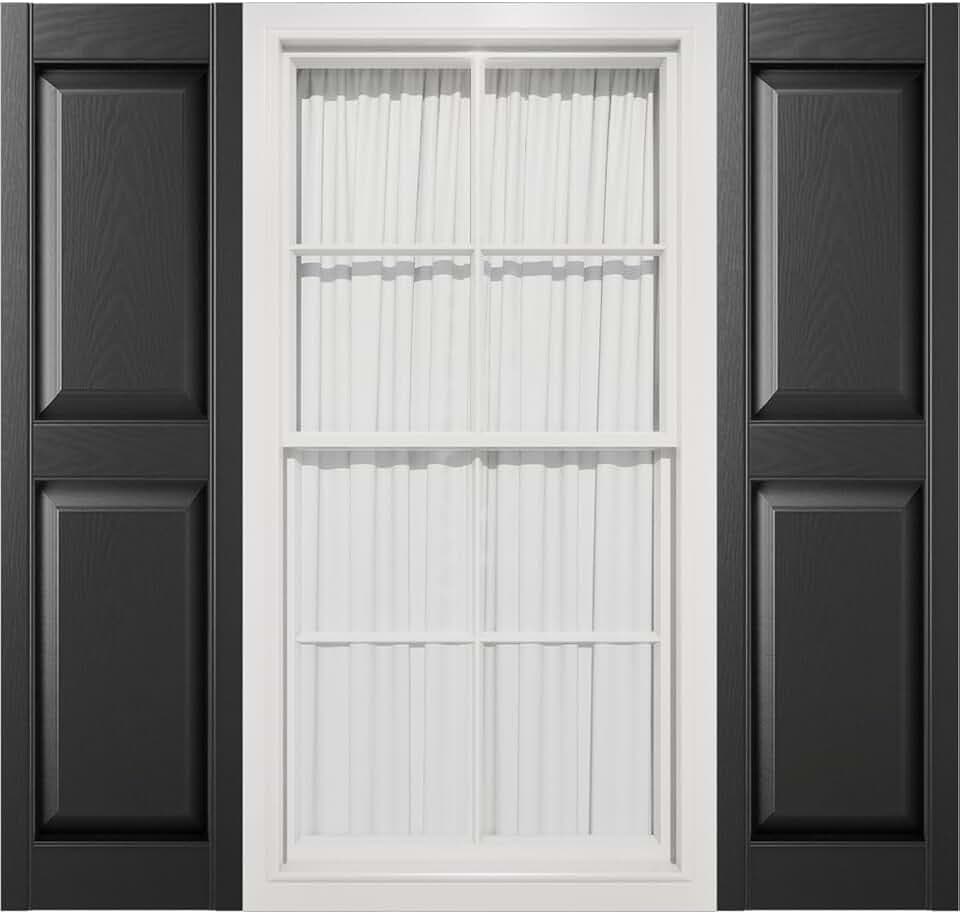12"W x 54"H Mid-America Vinyl, TailorMade Two Equal Panels, Raised Panel Shutters, w/Installation Shutter-Lok's (Per Pair), 002 - Black